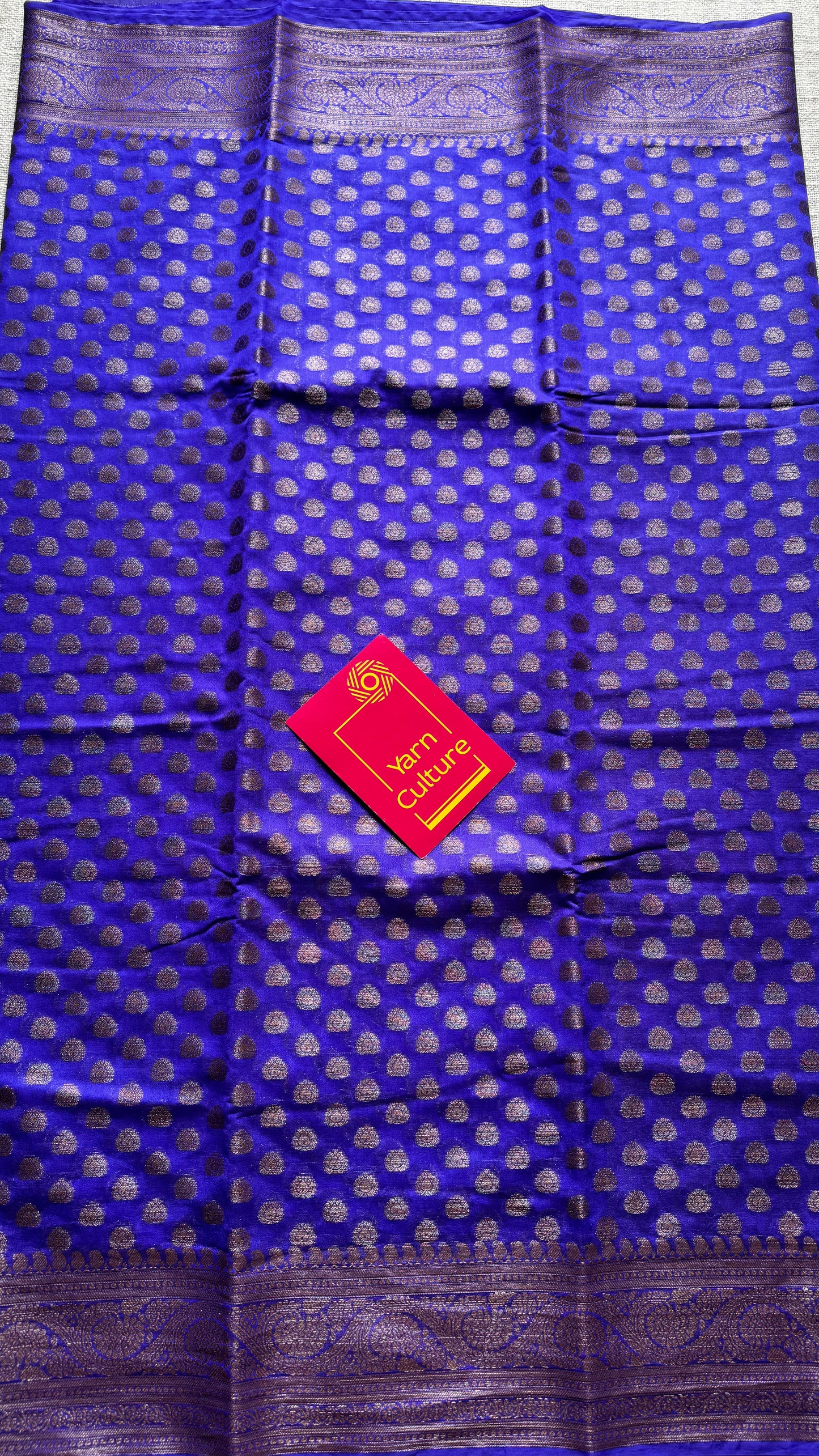 Wisteria - Dark lavender with a hint of blue, antique gold zari, Banarasi semi georgette - YCBLFEGAGZ20