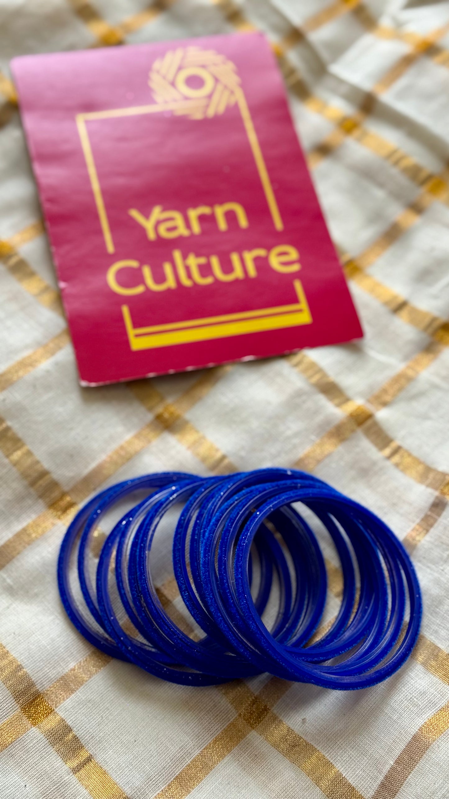 Royal blue velvet glass bangles, set of 12 - YCBANGL345