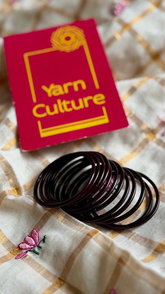 Brown glass bangles, set of 12 - YCBANGL39