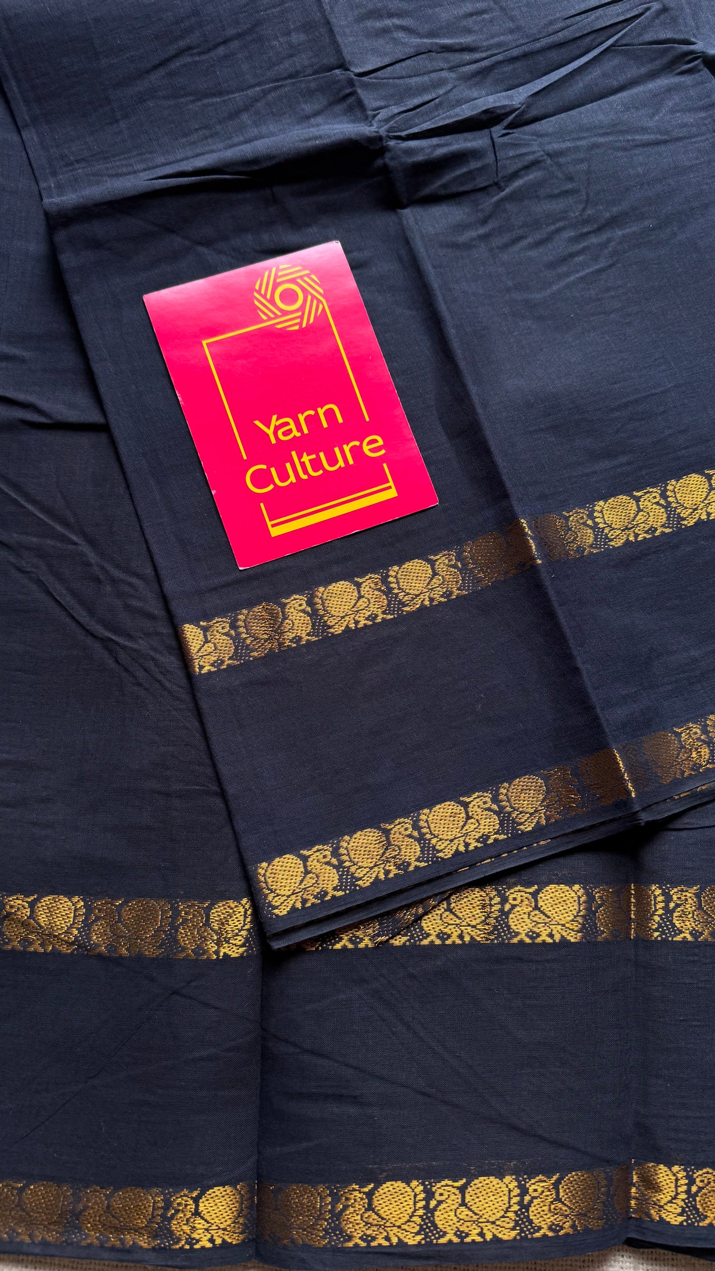 Black rettaipettu peacock double border - madurai kattuchayam - YCCOTNSEMS31