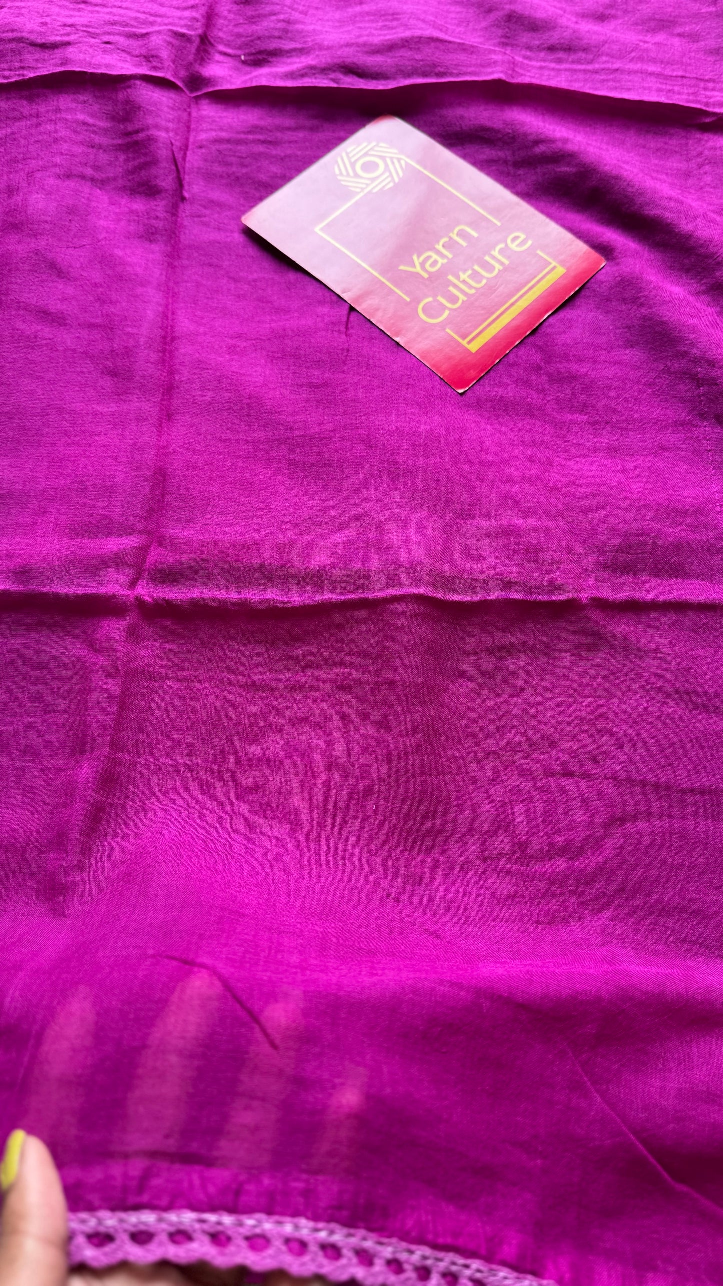 Purple pink plain mul with lace border - YCBCMCLSE02