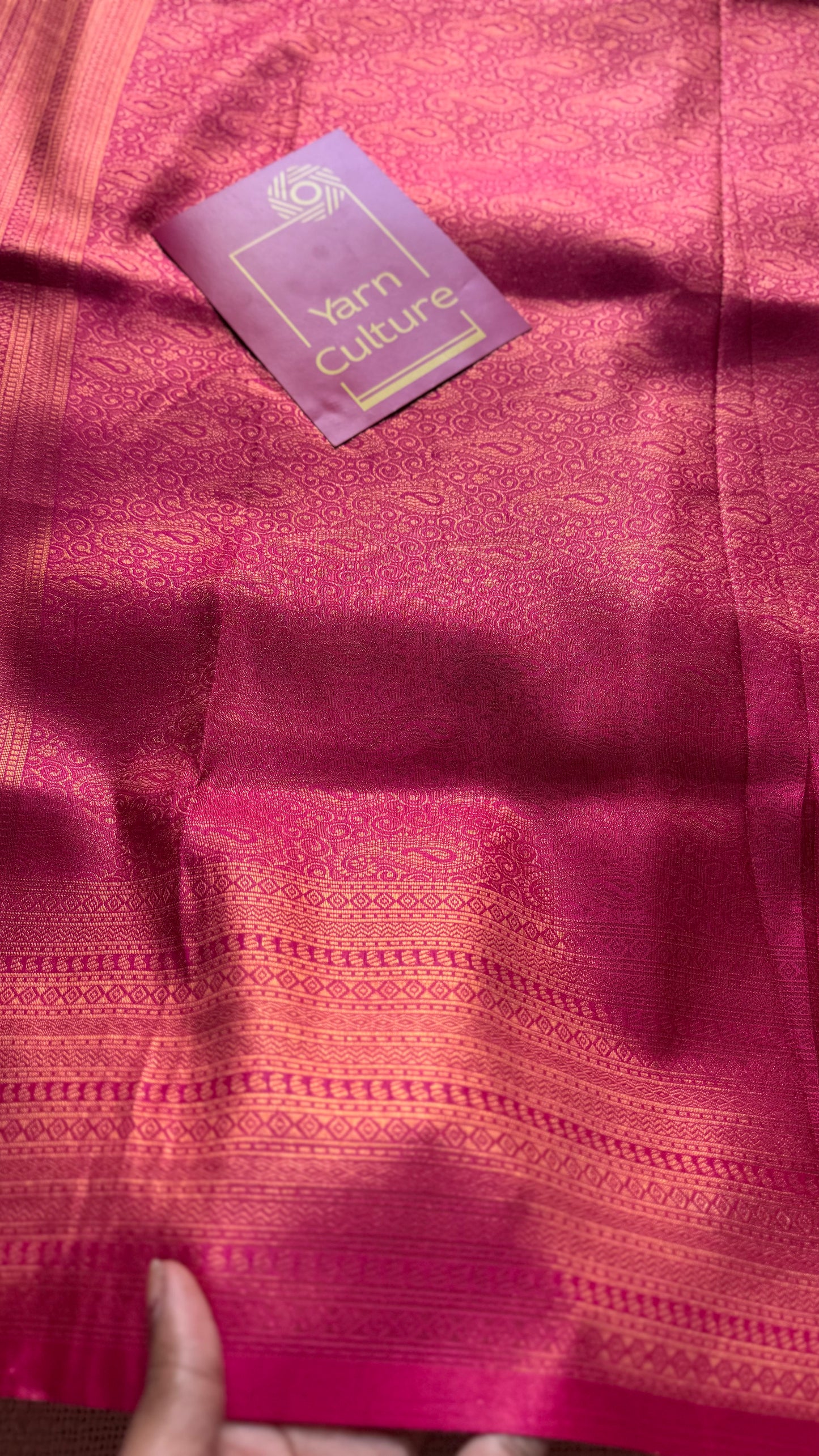 Rani pink, antique gold zari, semi-silk - YCDOSOCSS07