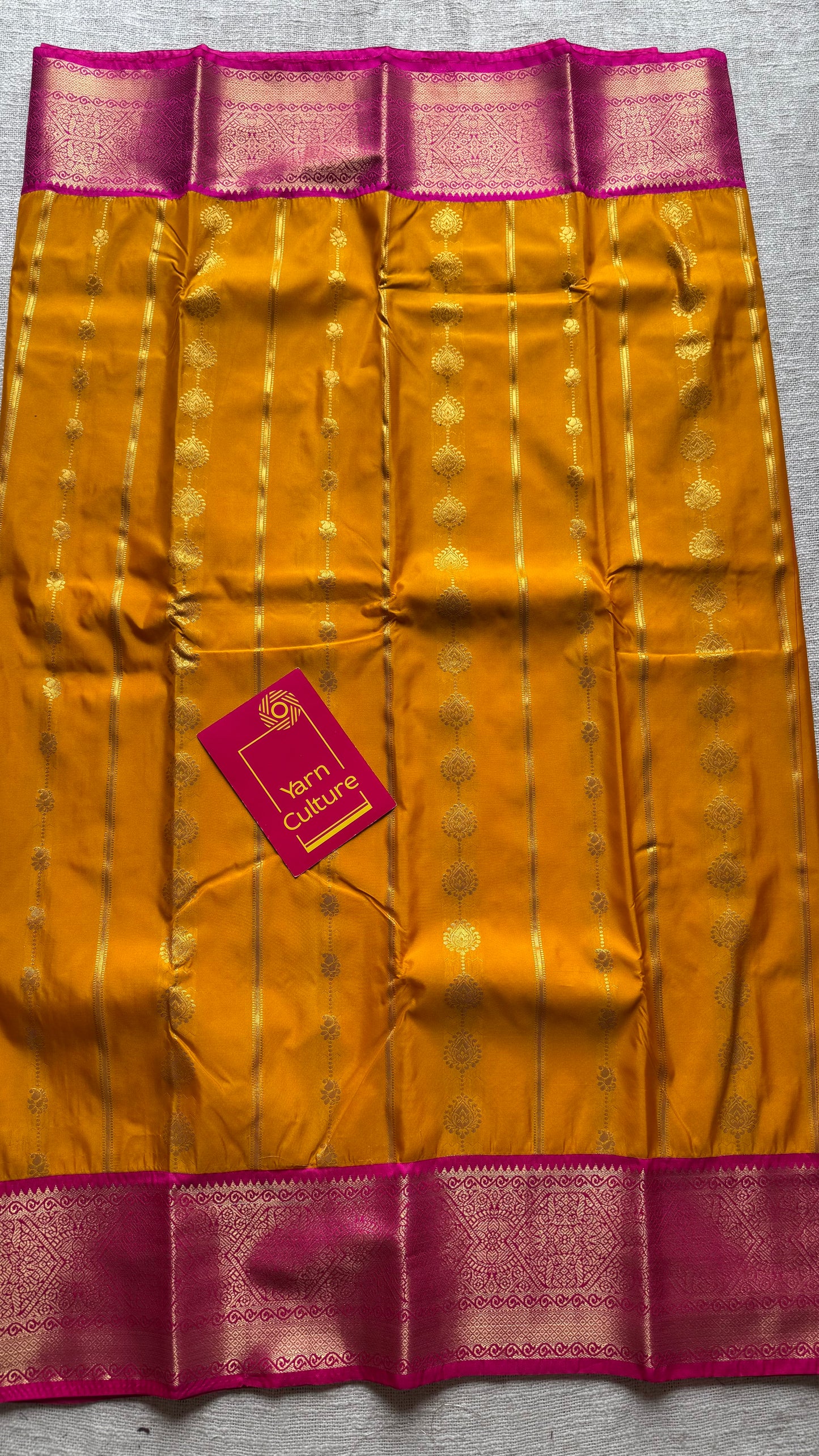 Suhani - yellow with hot pink, handloom korvai semi silk - YCCOTNFEJUKS03