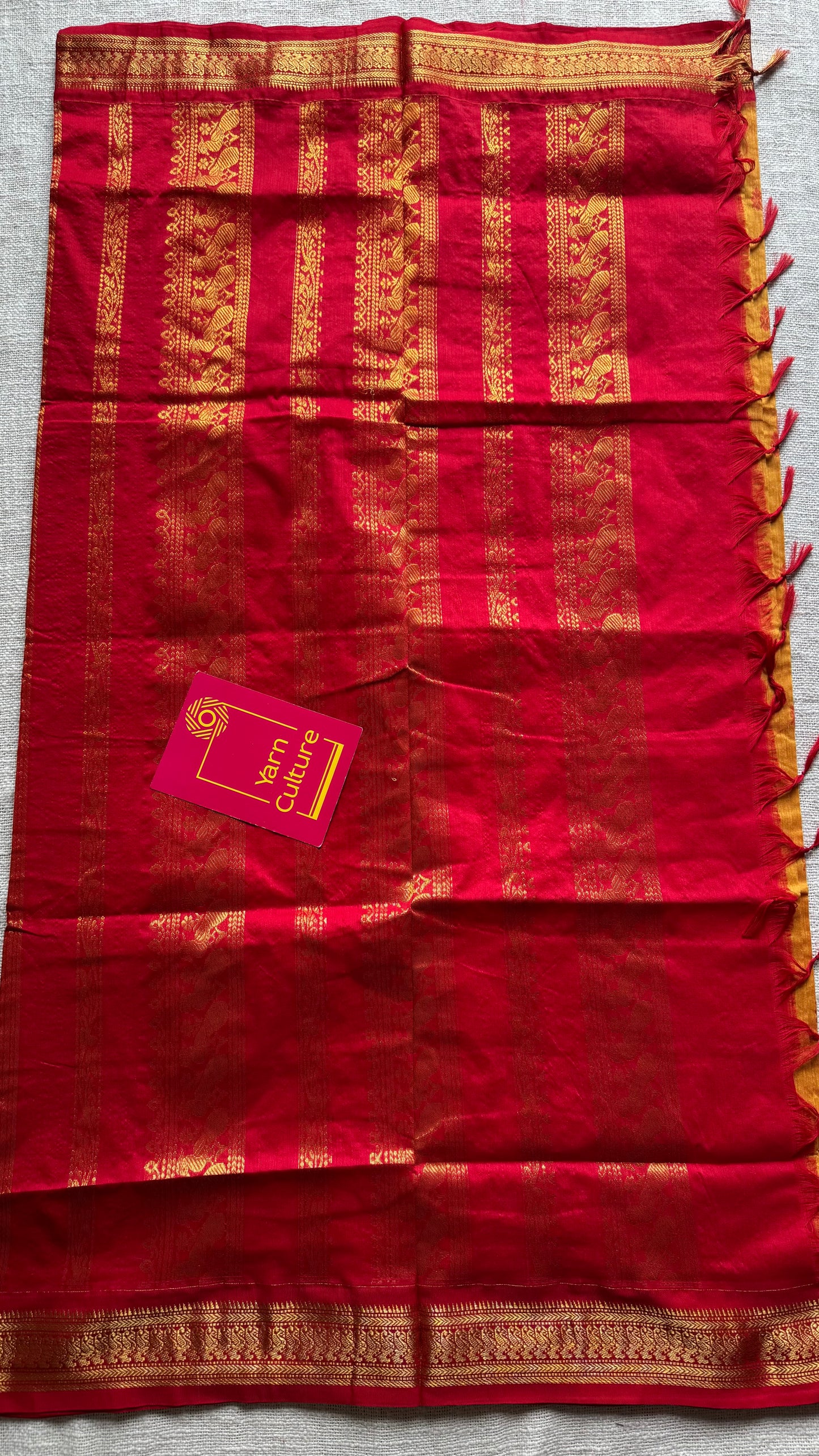 Yellow with red - cotton silk - YCCOTNSEKCS02