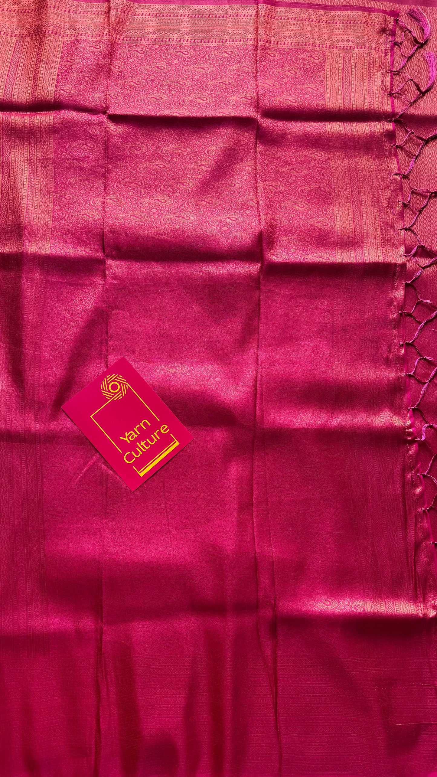 Rani pink, antique gold zari, semi-silk - YCDOSOCSS07