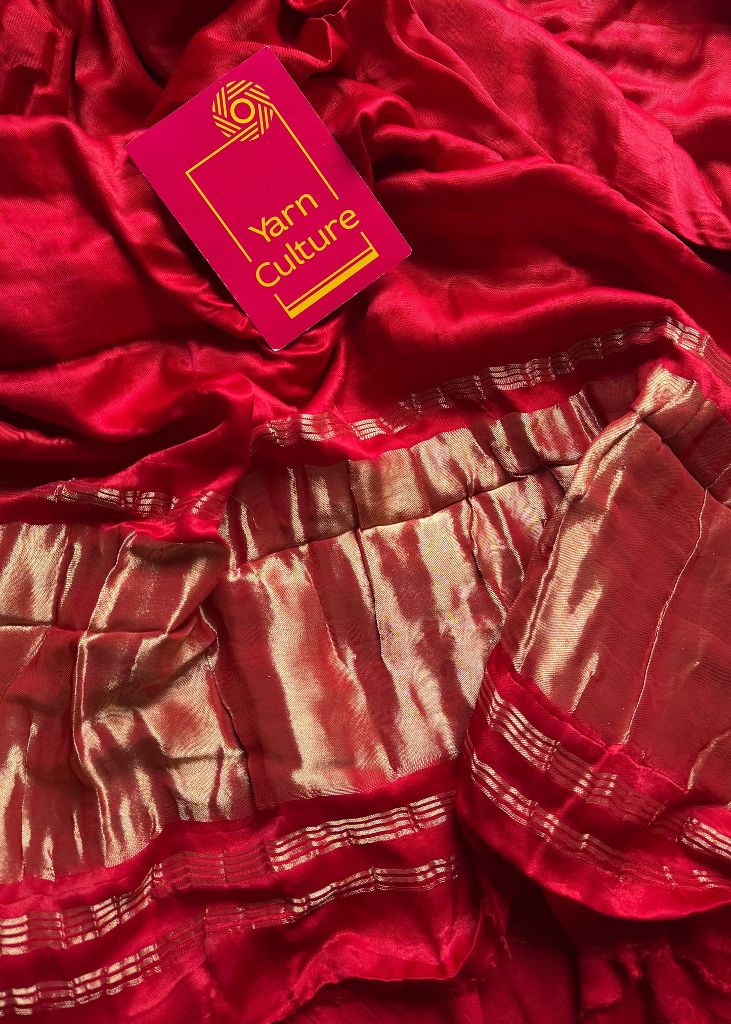Red Modal Silk with Lagadi patta (gold pallu) - YCDESE24
