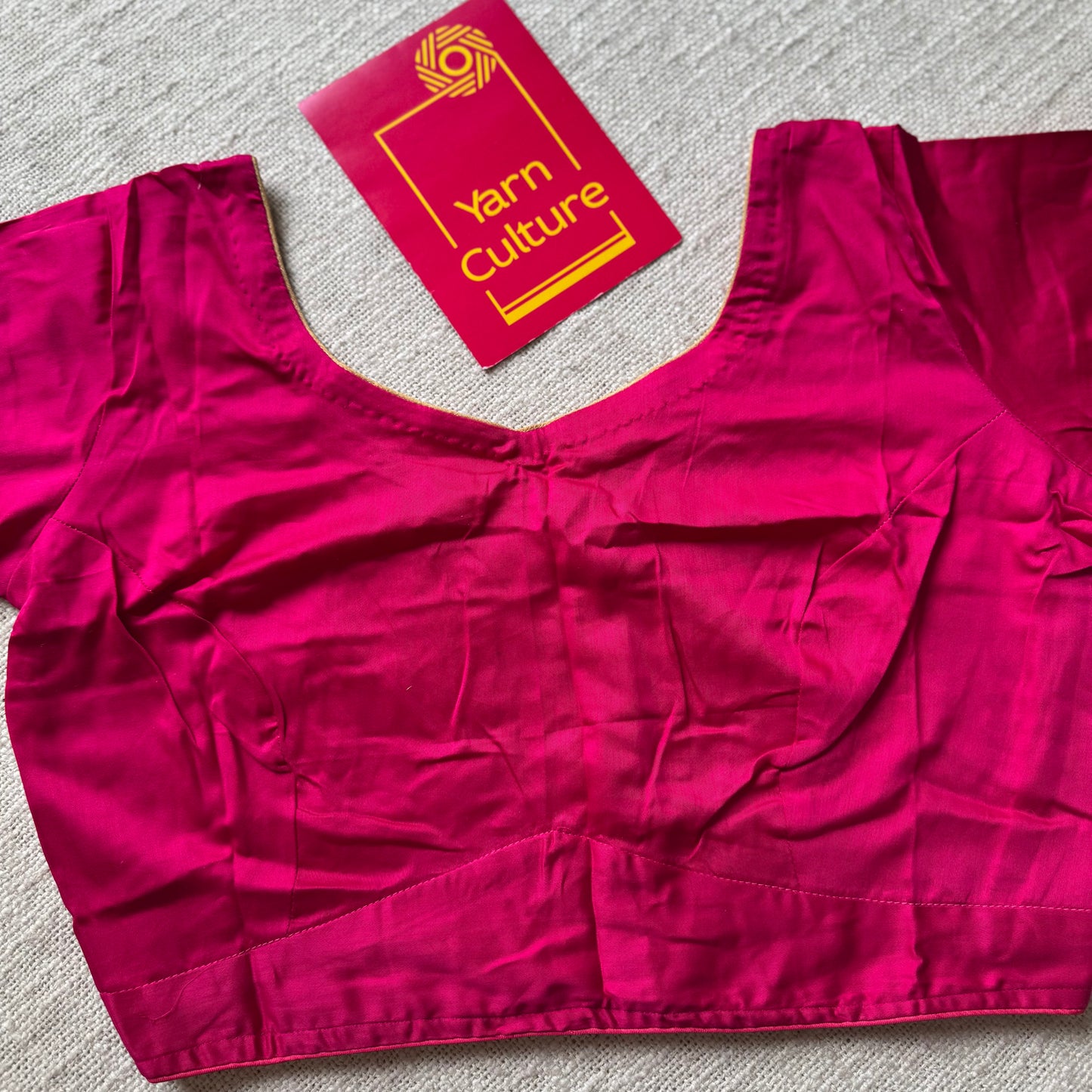Hot pink with gold zari, cotton silk, size 36 (alterable from 34-40), readymade blouse - YCBLAU04