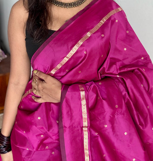 Magenta single zari line kanchi semi silk saree - YCSOKSSFE43