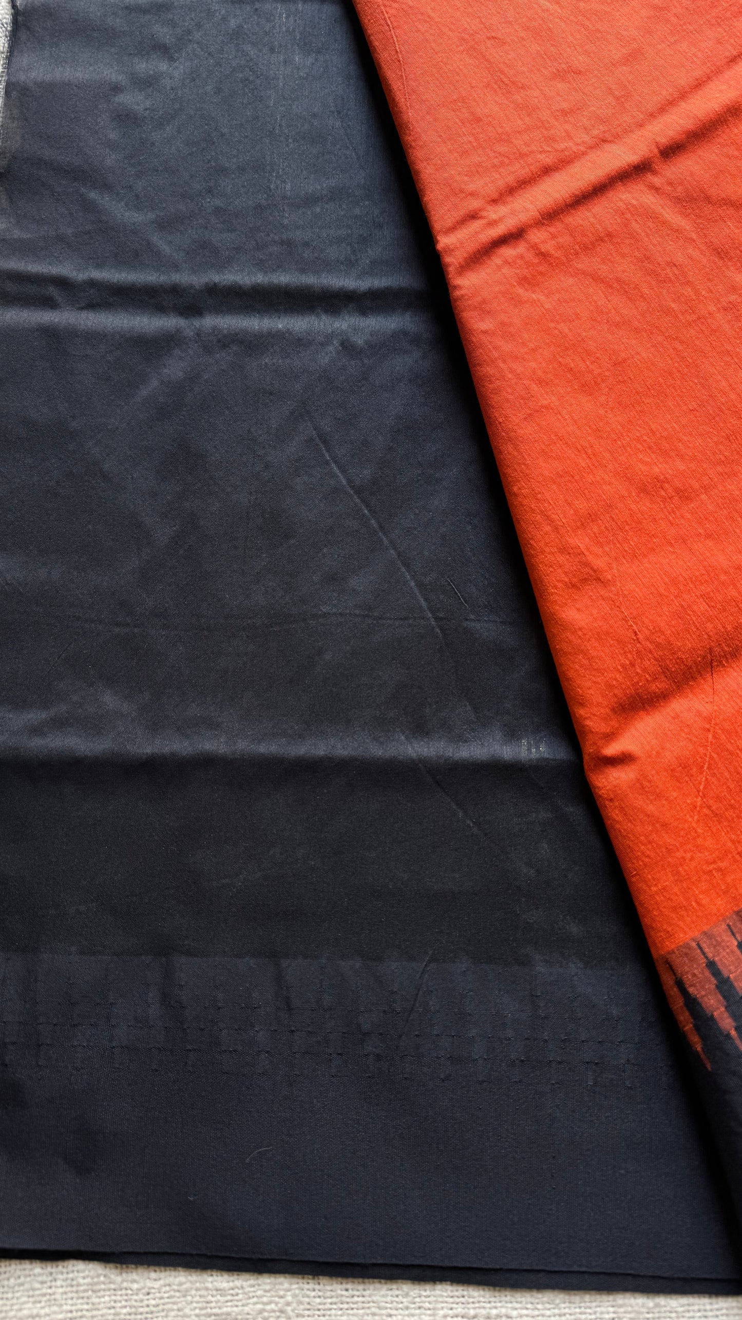 Dark orange with black temple border - cotton silk - YCCOTNOCKCS8