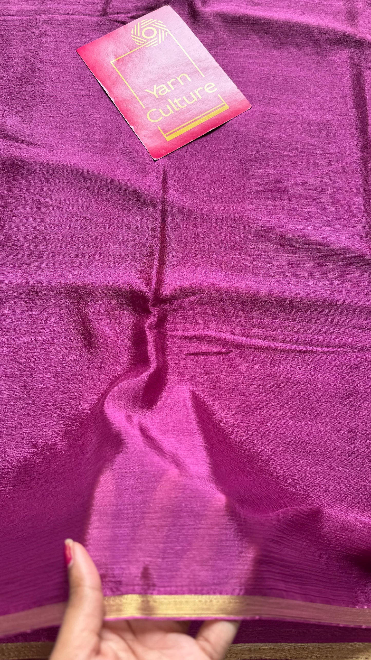 Dusty pink chiffon with thin gold zari border - YCDESE22