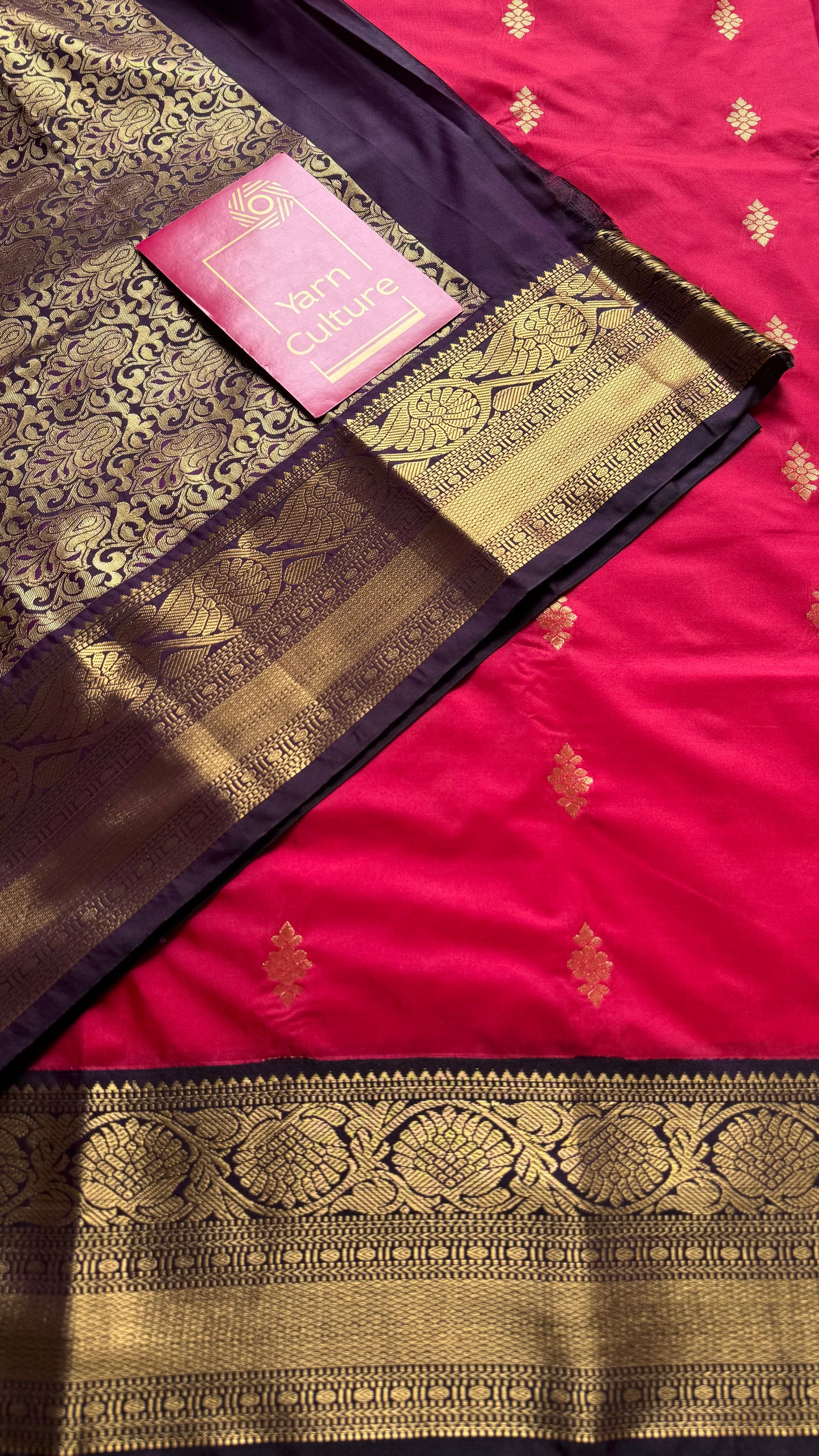 Vamika - rani pink with deep grape purple, handloom korvai semi silk - YCCOTNFEJUKS05