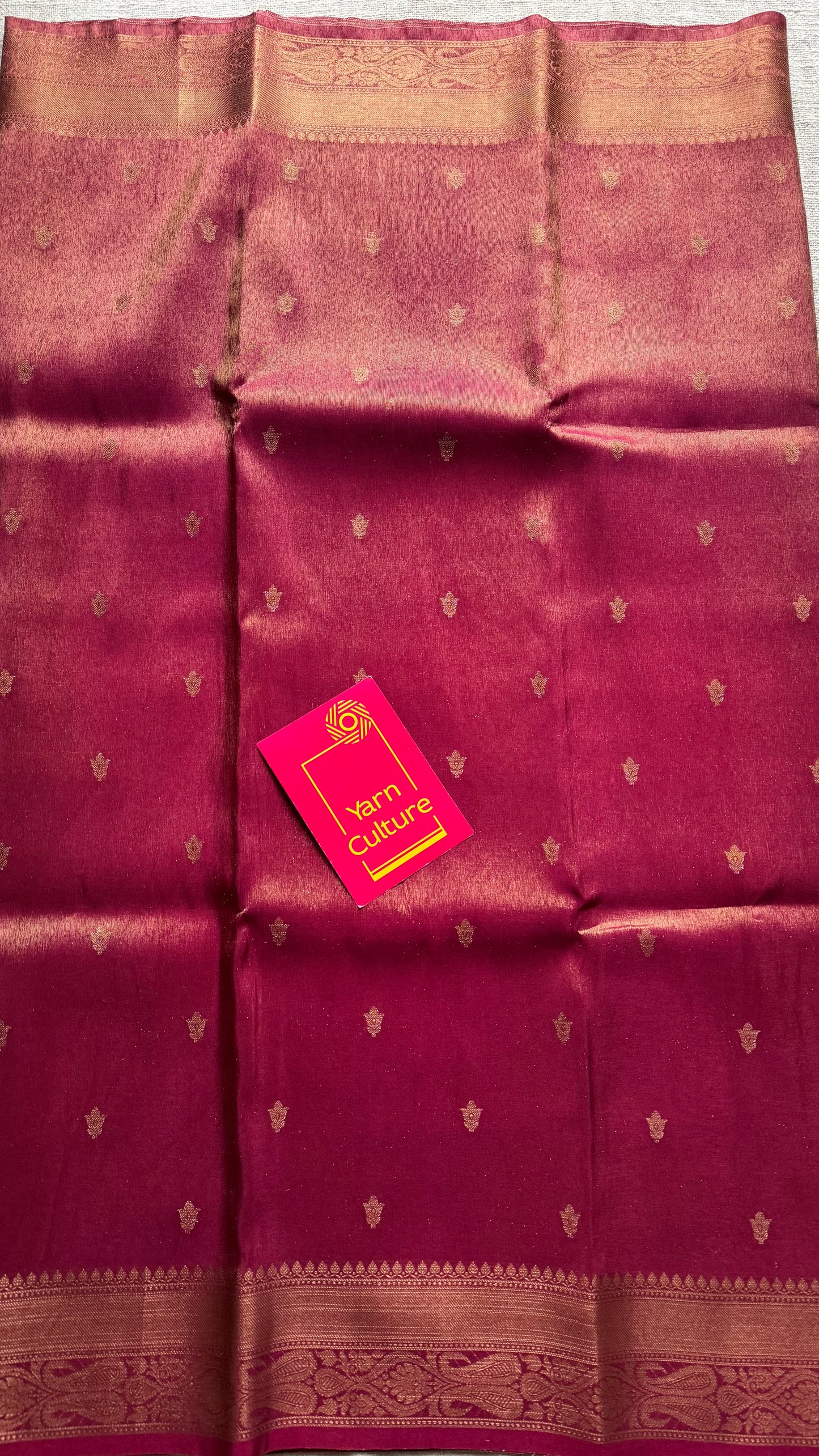 Red with gold dual tone, Banarasi tissue silk - YCDESE06