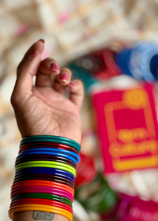 Glass Bangles, set of 12 colours, each comes as a set of 12 units, total 144 bangles in a set - YCBANGL01