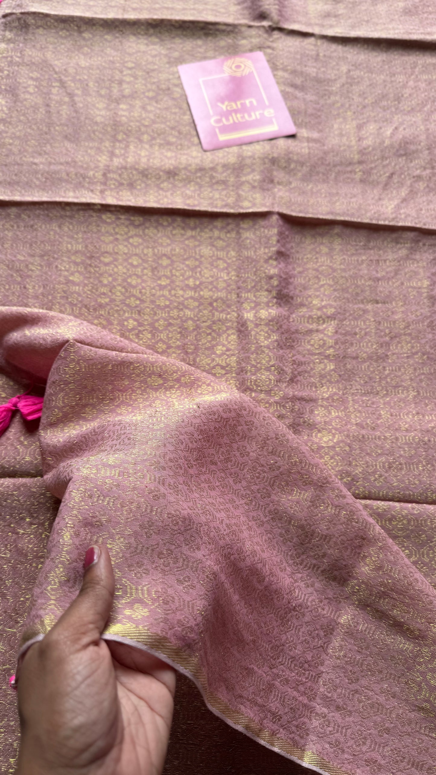 Pastel pink and gold brocade pattern in mul - YCBCFEJUBM05