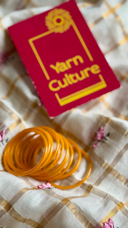 Yellow glass bangles, set of 12 - YCBANGL159