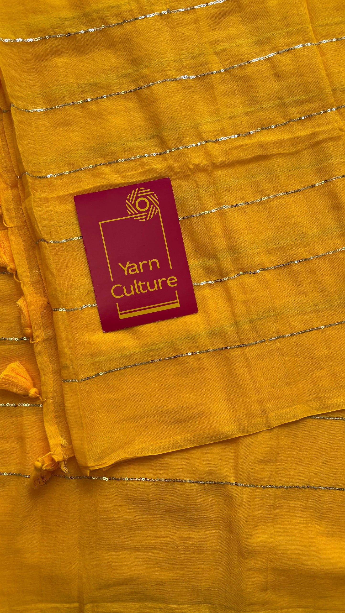 Yellow mul with silver sequins - YCBCMCLSE54