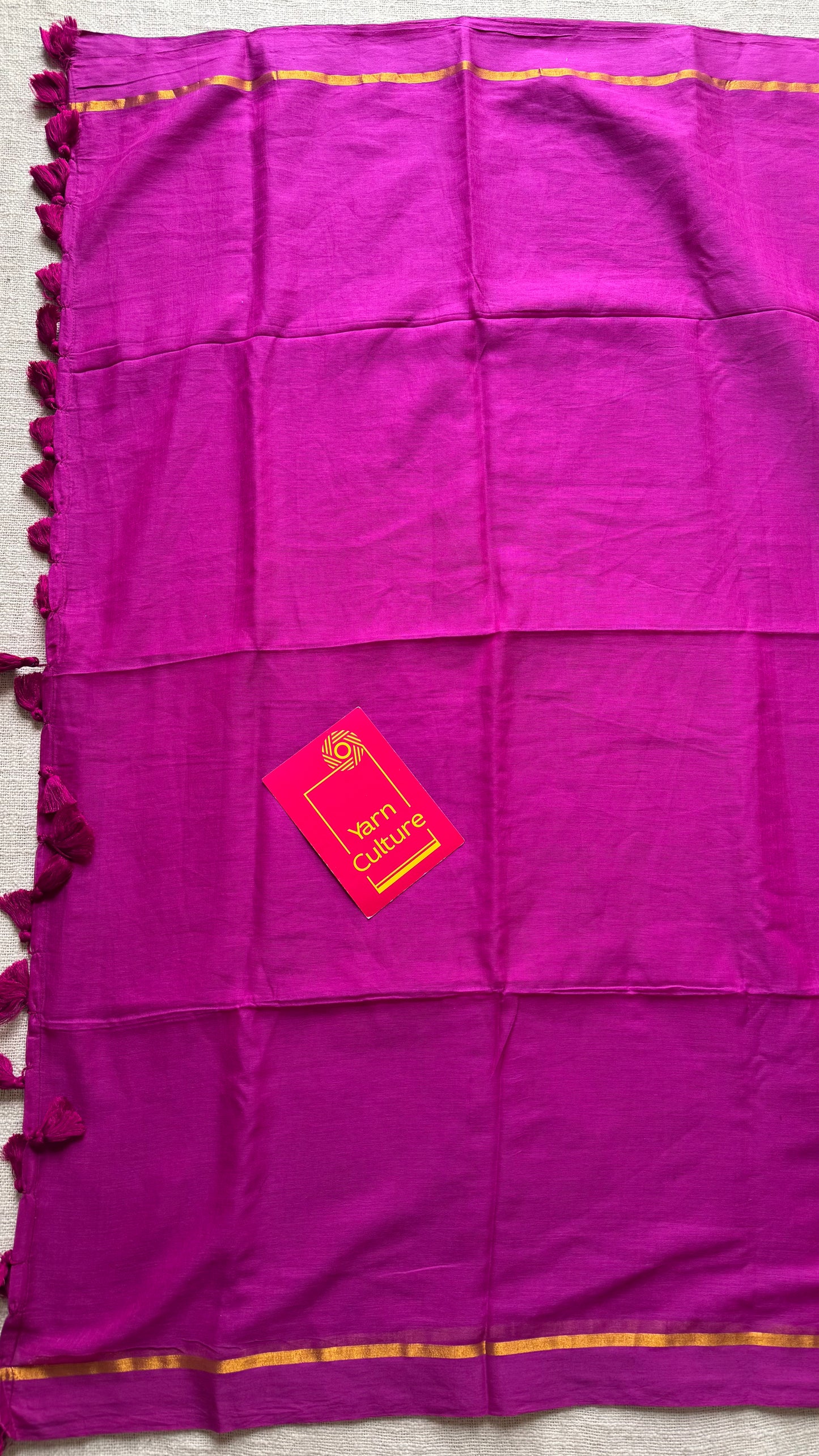 Purple pink mul, thin antique gold zari gap border - YCBCMCLSE39