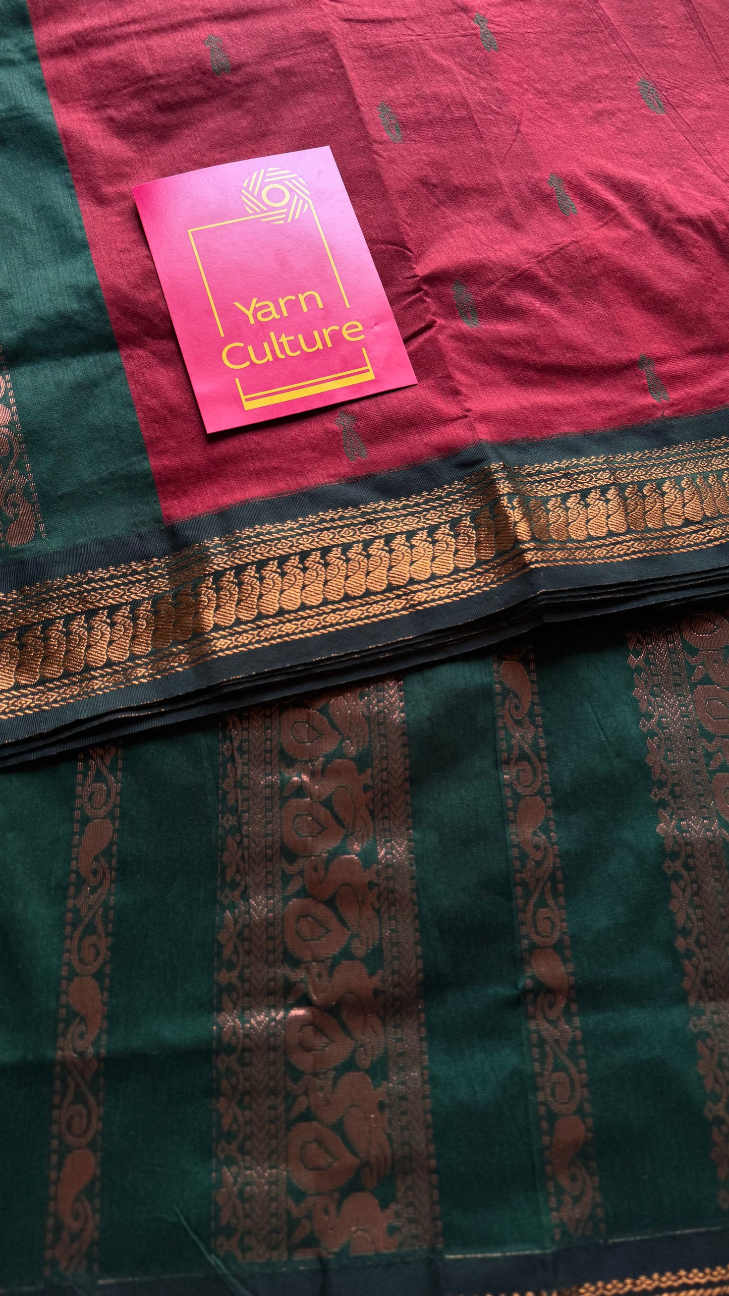 Dark red with dark green, cotton silk - YCCOTNOCKCS15