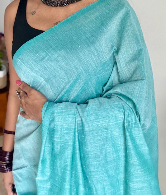 Sky blue soft cotton saree - YCBCKCAP19