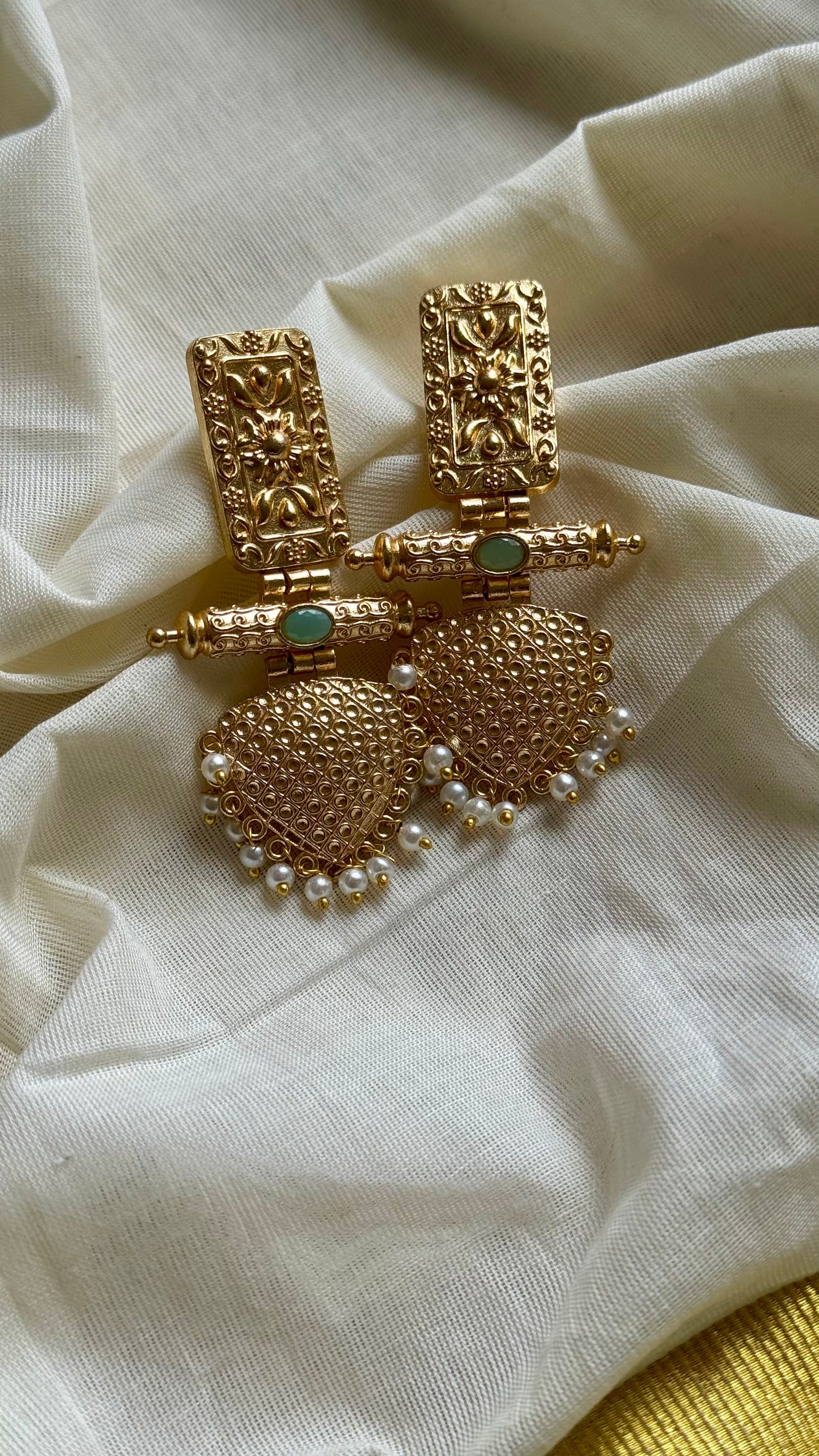 Gold plated dangler earrings, multiple colours - YCGPED176