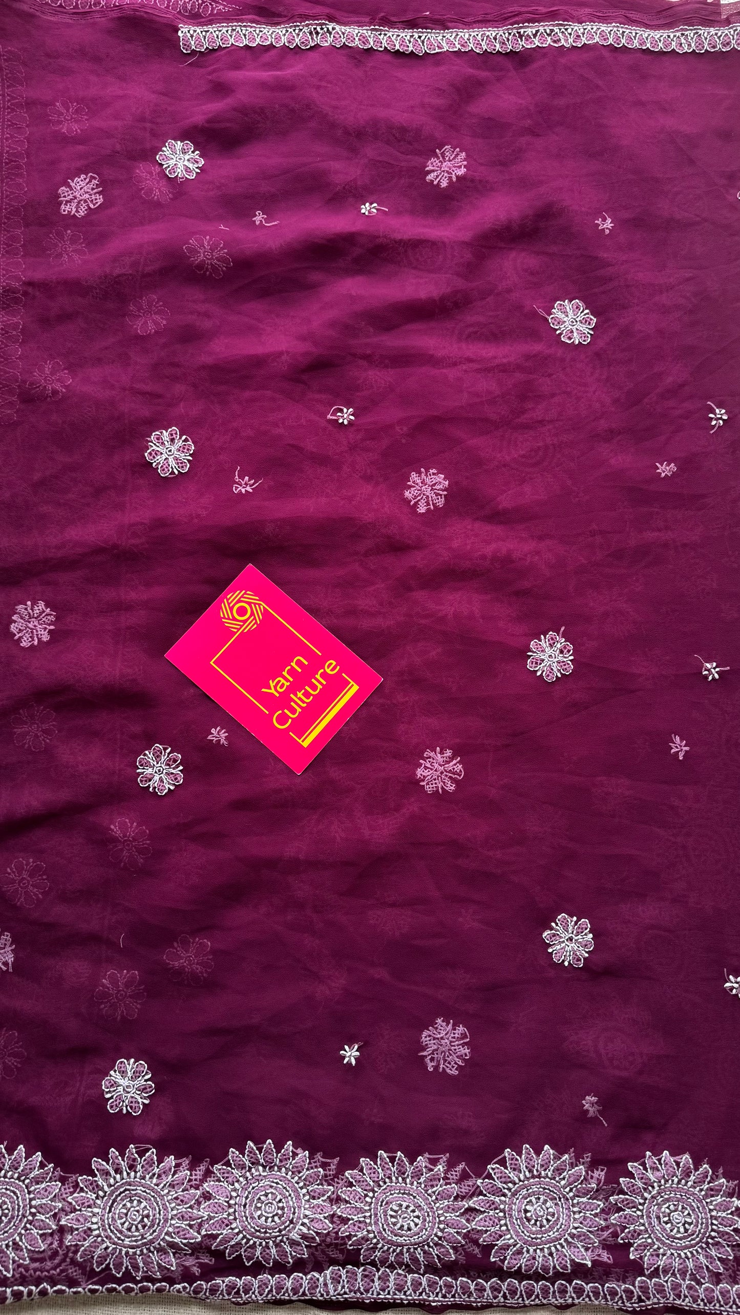 Gehra Gulaab (deep rose) - Deep Wine Chikankari, georgette YCSLCJULCK02