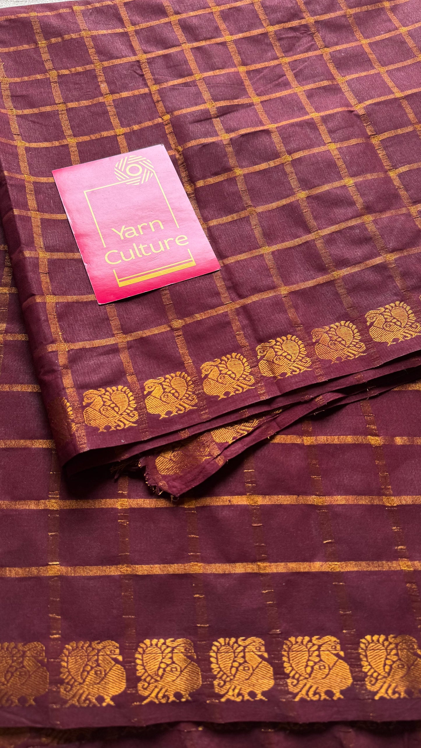 Maroon pavithra kattam sungudi, madurai cotton - YCCOTNSEMS07