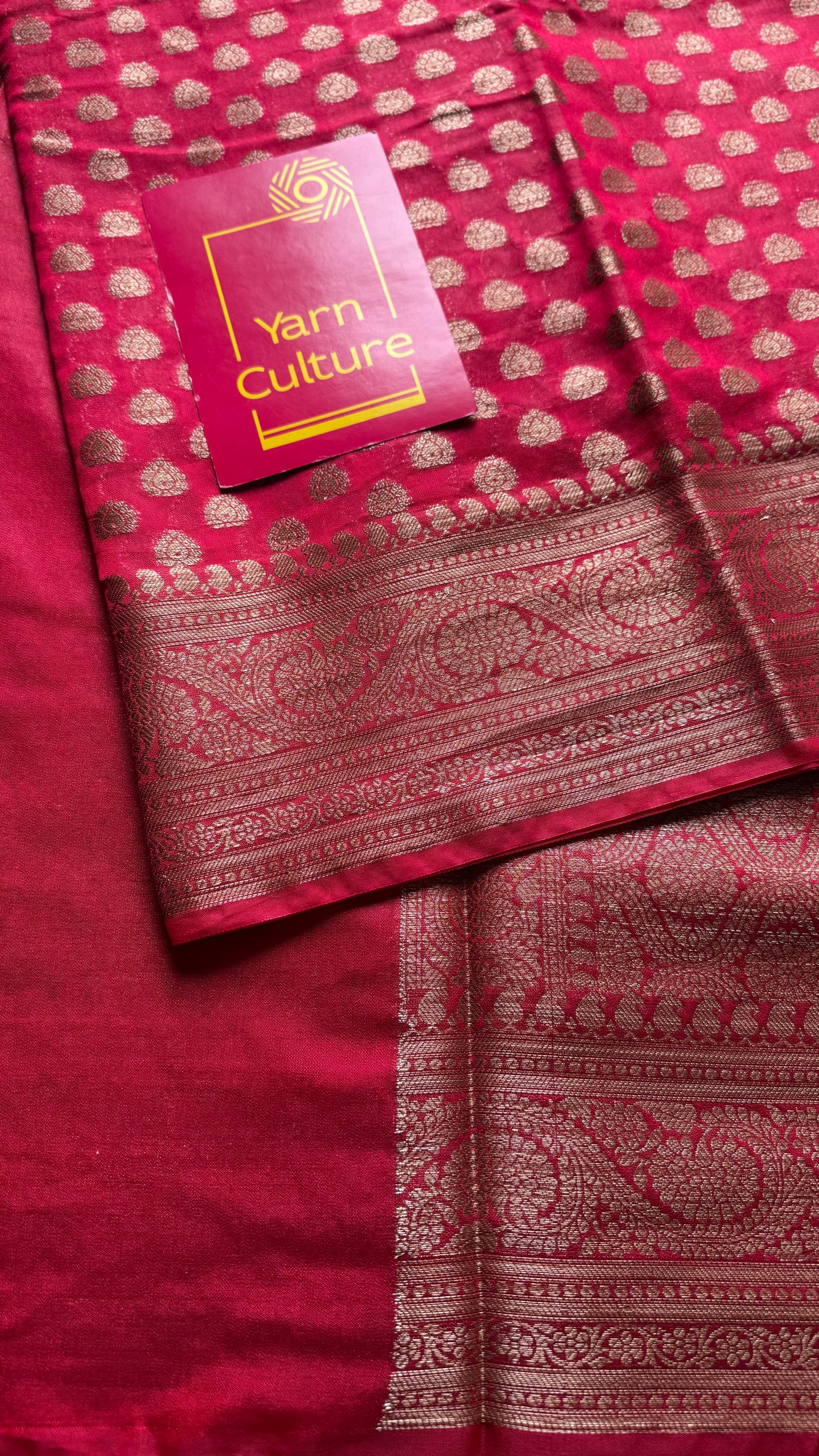 Vermilion - Bright red, antique gold zari, Banarasi semi georgette - YCBLFEGAGZ17