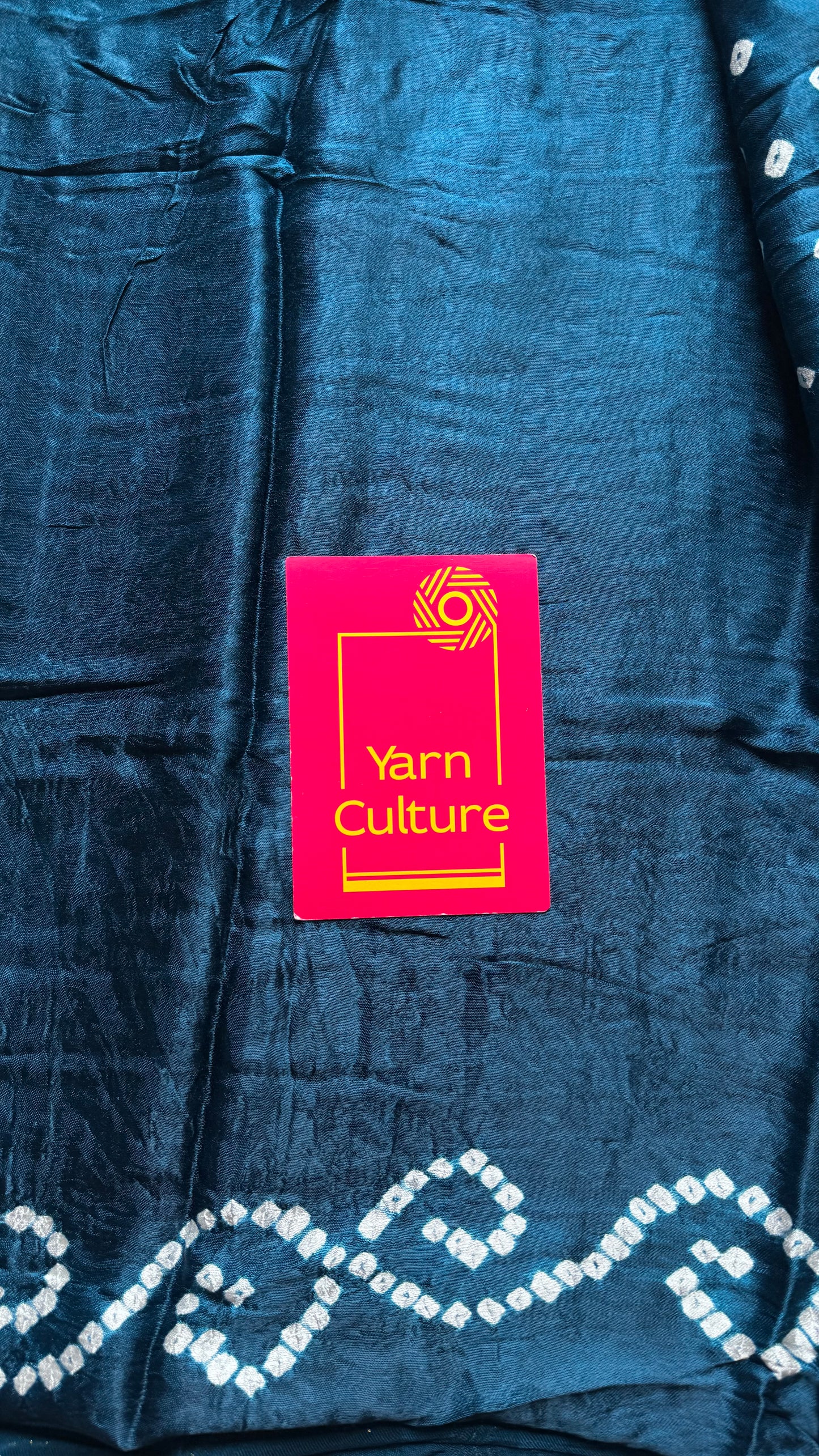 Peacock blue, crushed bandhani modal silk with lagdi patta (zari pallu) - YCDESE26