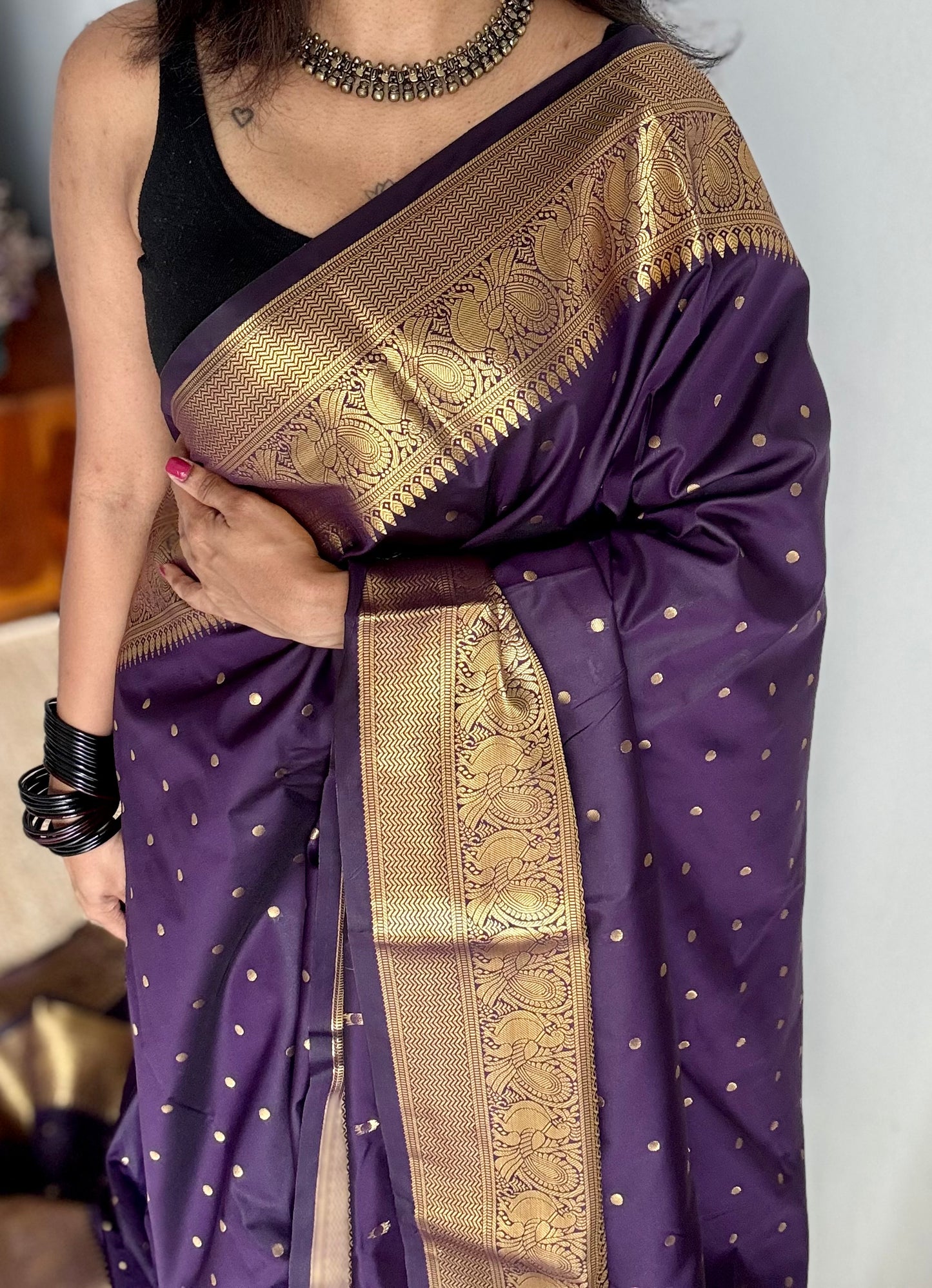 Thousand buttas, dark purple, semi-silk - YCCOTNAUSS59