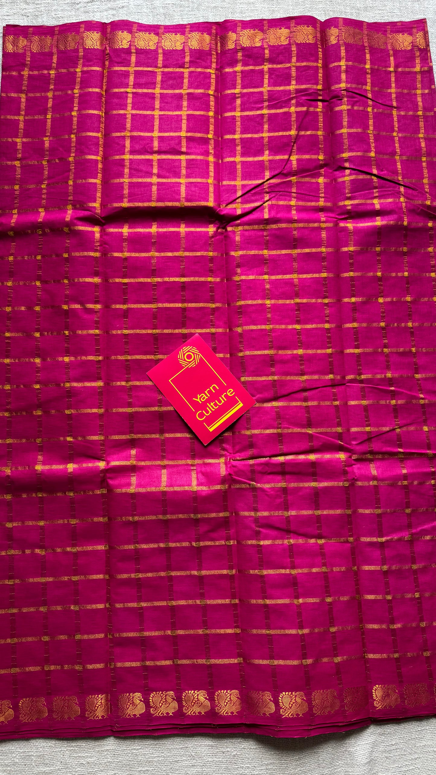 Hot pink pavithra kattam sungudi, madurai cotton - YCCOTNSEMS95