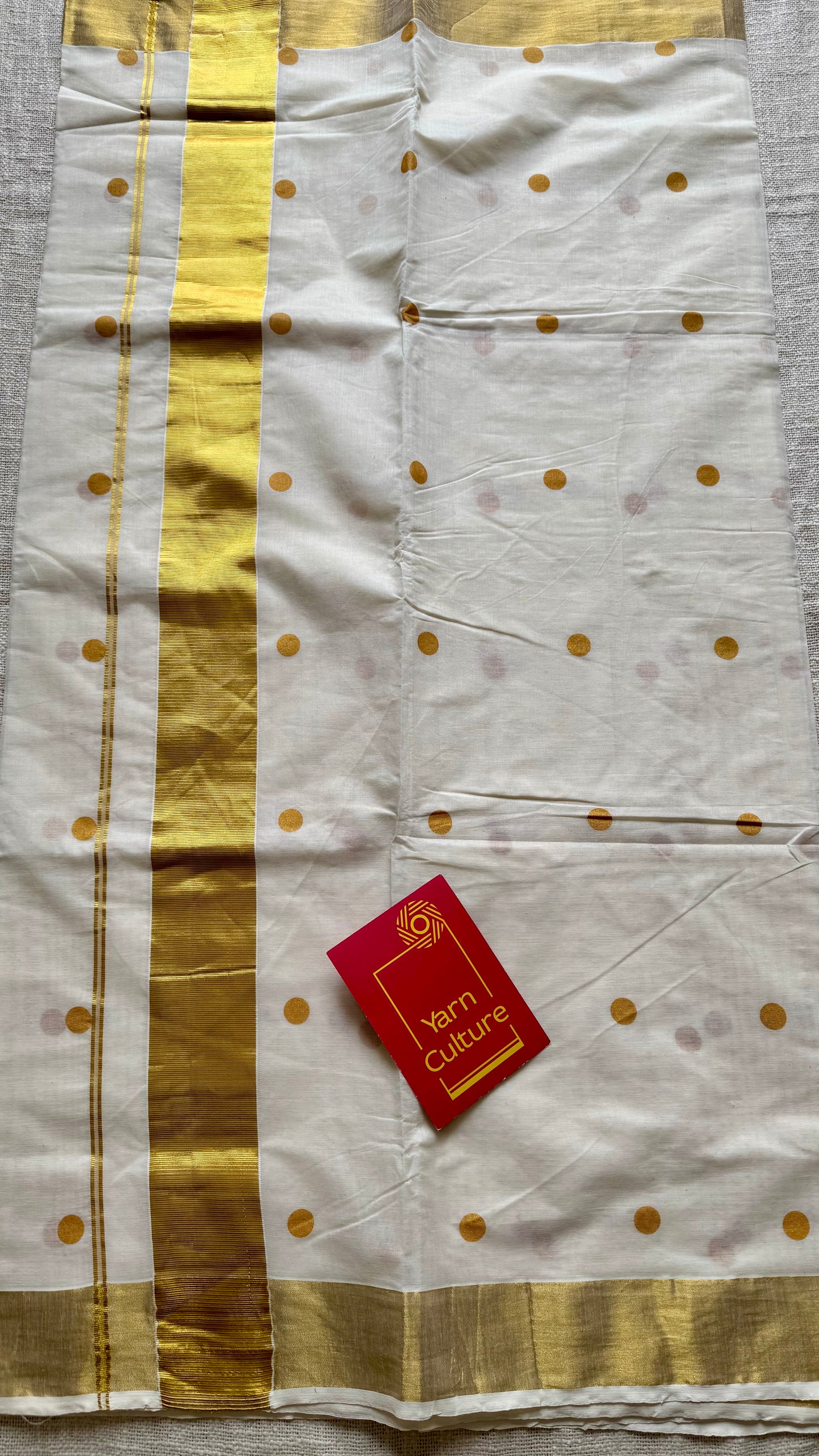 Ivory and gold with buttas, kerala soft cotton - YCON25KCPD253