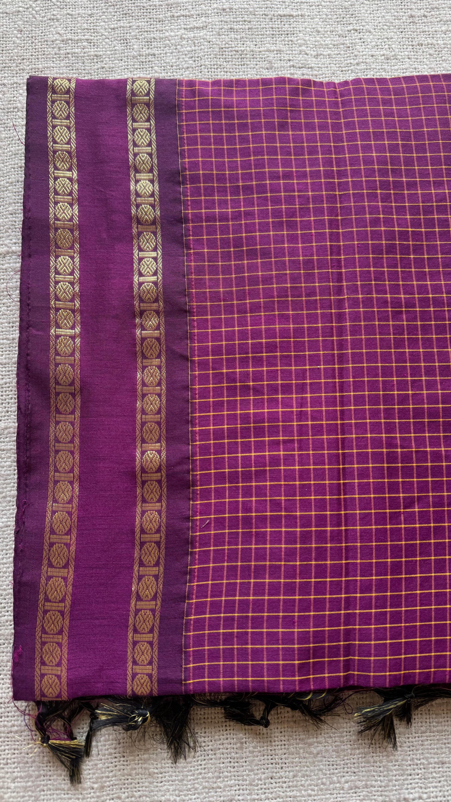 Wine, arani checks, cotton silk - YCCOTNOCAR09