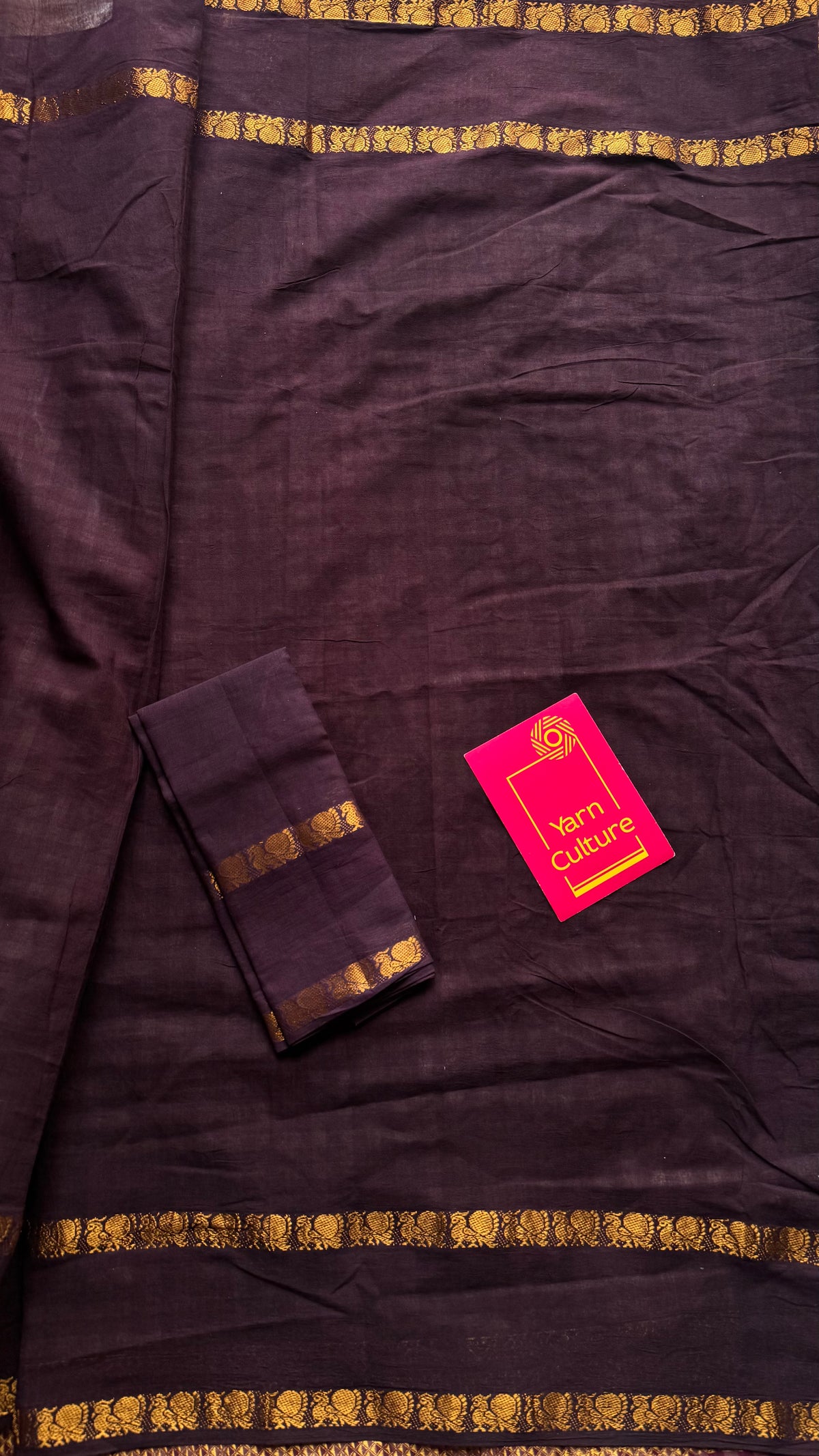 Maroon with cream checks and brown, sungudi and chettinad cotton half-half saree - YCCOTNIDOC32