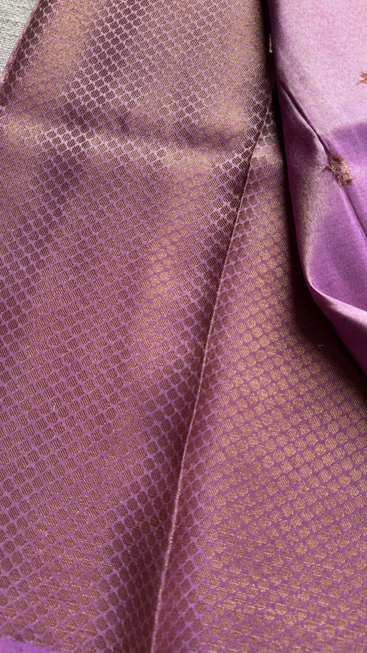 Lilac with gold dual tone, Banarasi semi-silk - YCDESE08