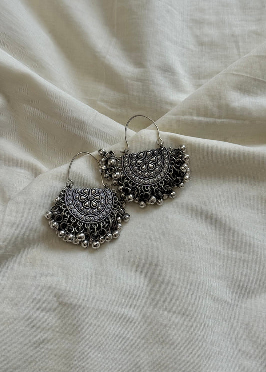 Oxidised silver, gungroo dangler earring - YCOSED701