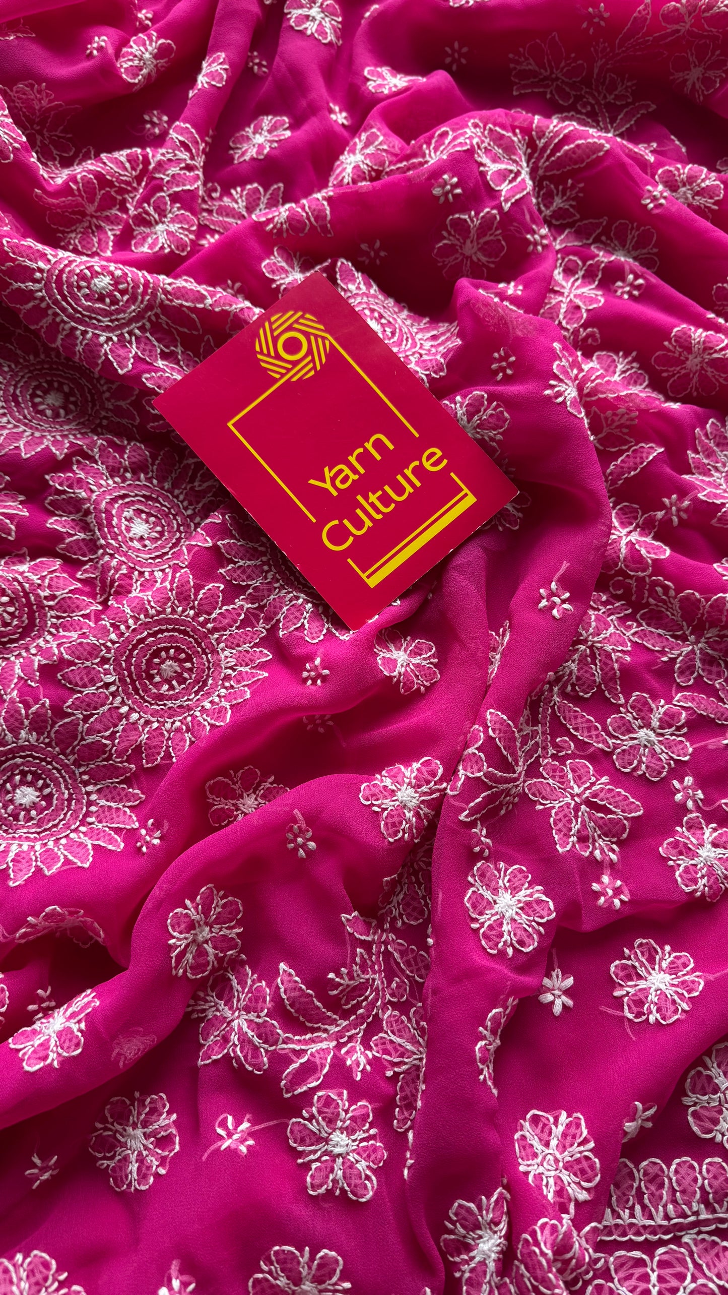 Sham-e-Shahzadi (evening of a princess) - Hot pink Chikankari, georgette YCSLCJULCK04