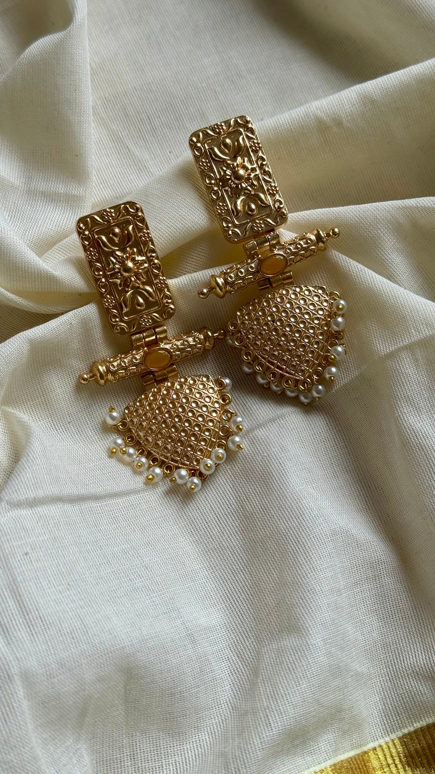 Gold plated dangler earrings, multiple colours - YCGPED176