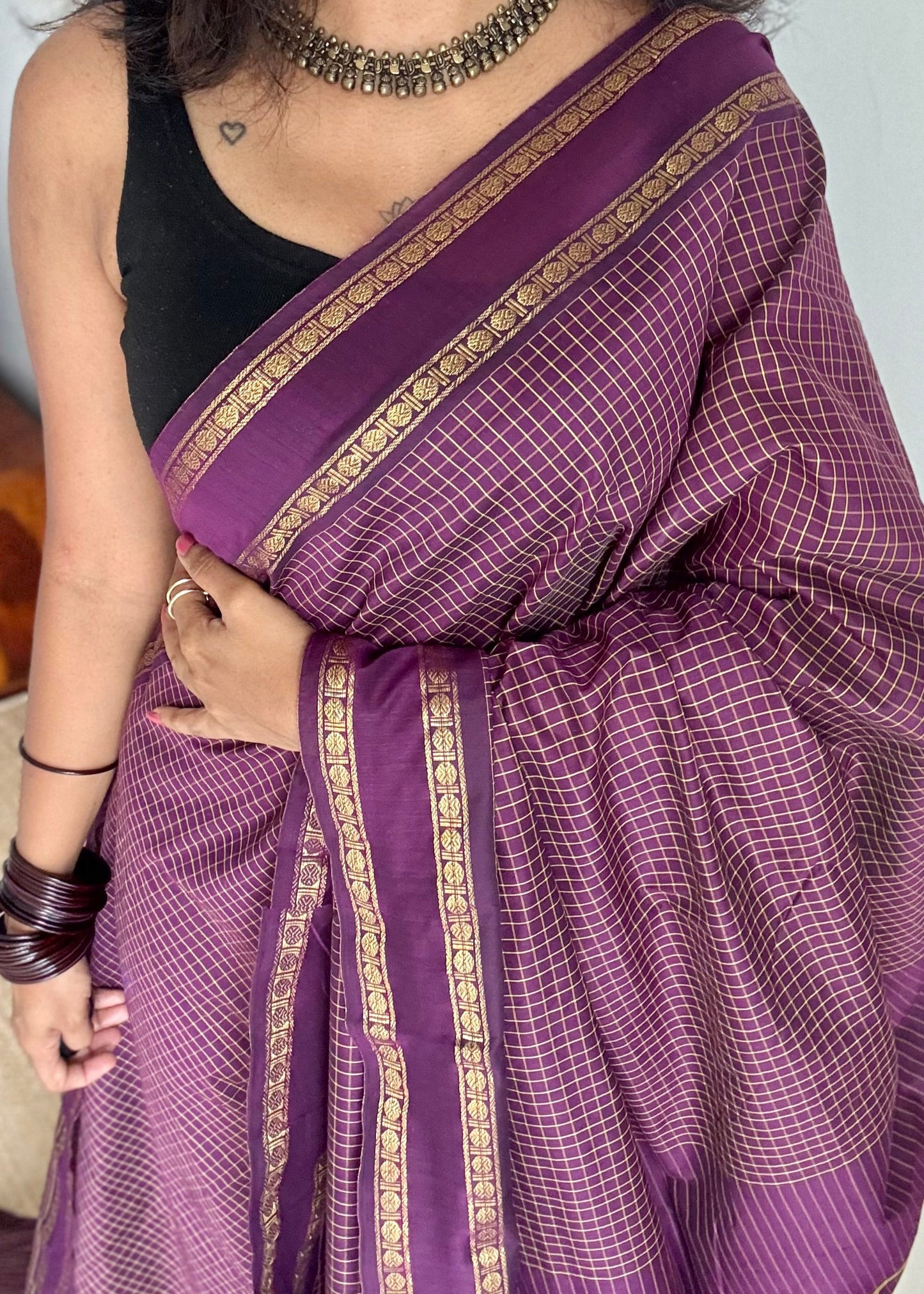 Jamun, arani checks, cotton silk - YCCOTNA07