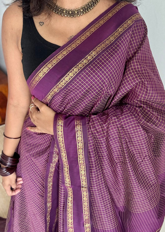 Jamun, arani checks, cotton silk - YCCOTNOCAR13