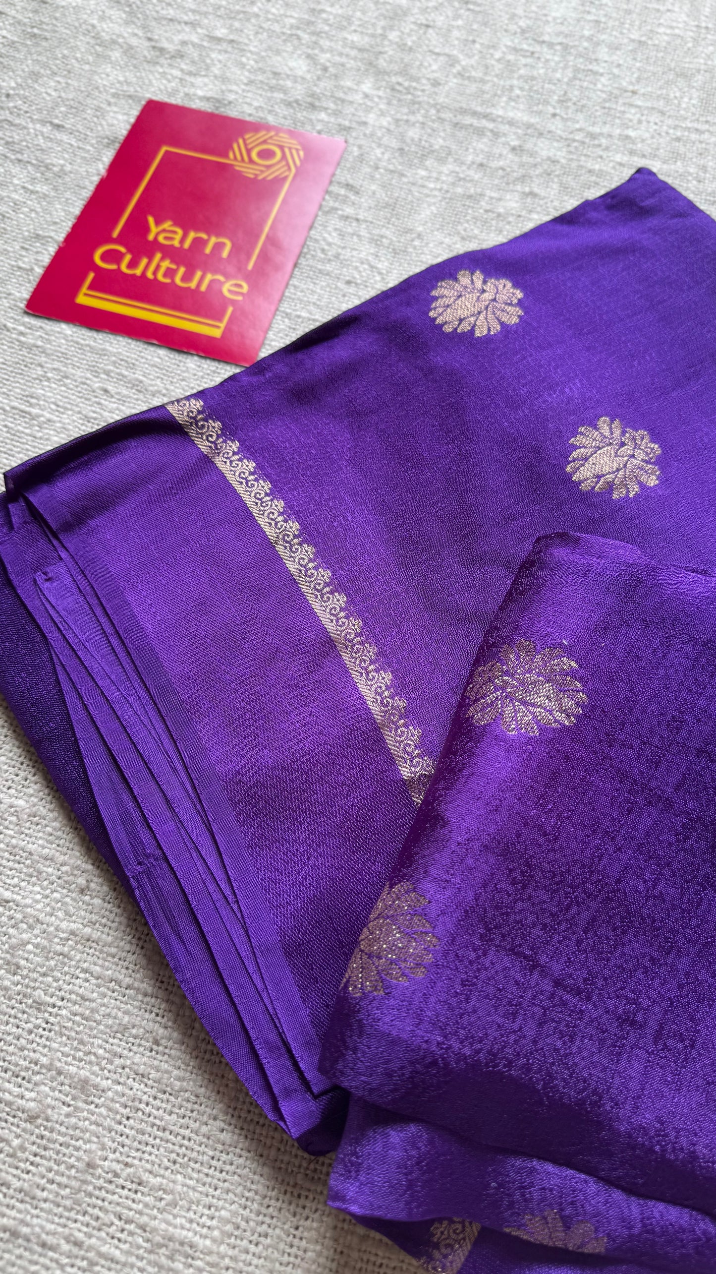 Deep purple in khadi silk, zari motifs - YCDOSFE17