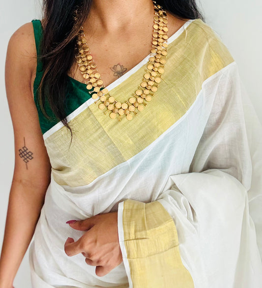 Long triple coin statement neckpiece, with earrings - YCGPNP728
