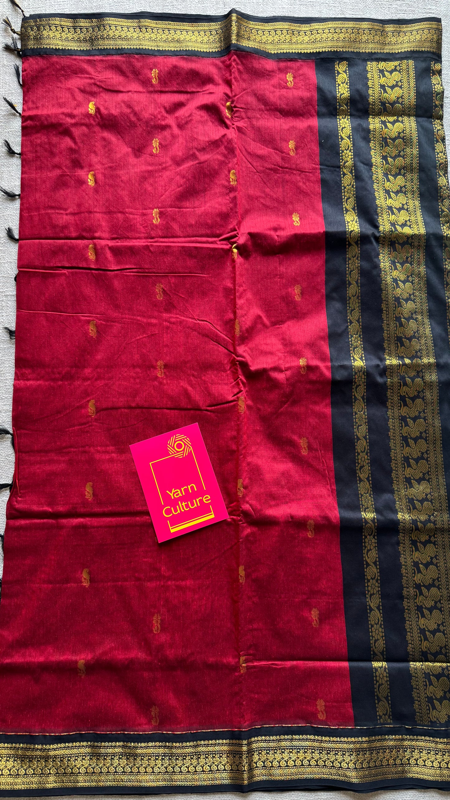 Red with black, cotton silk - YCCOTNOCKCS16