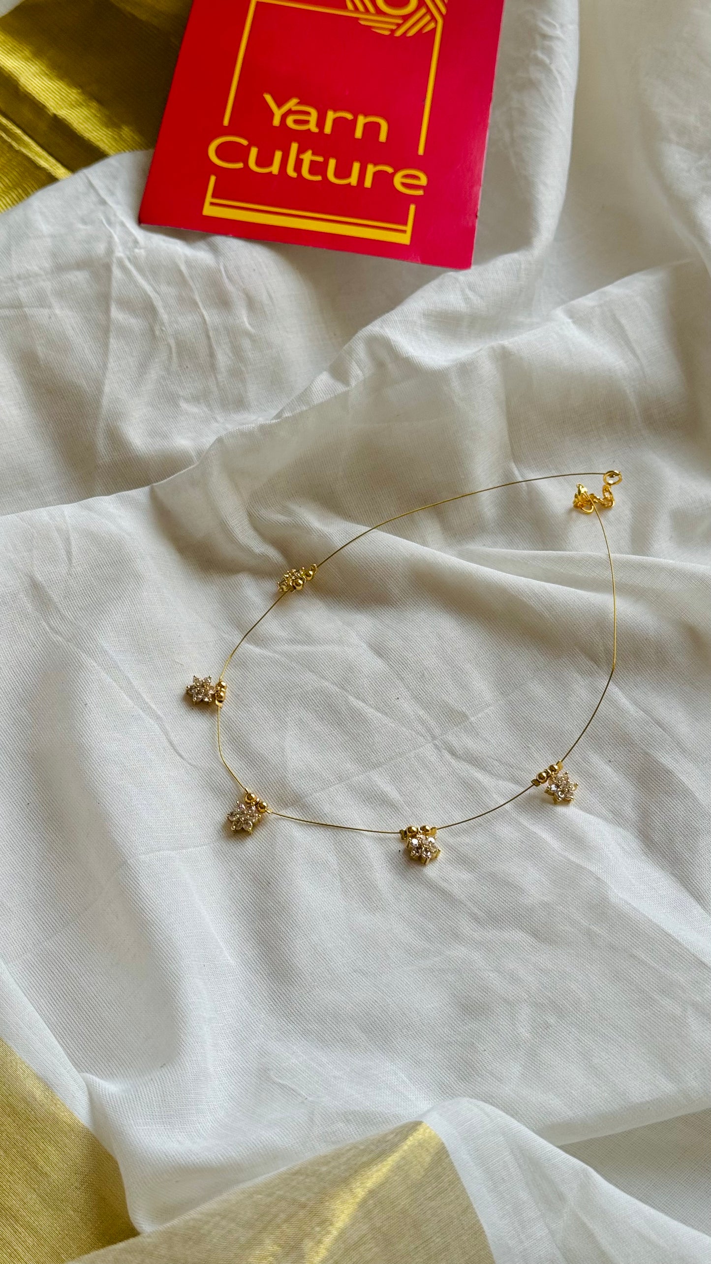 5 floral white stone pendants, invisible neckpiece - YCGPNP805