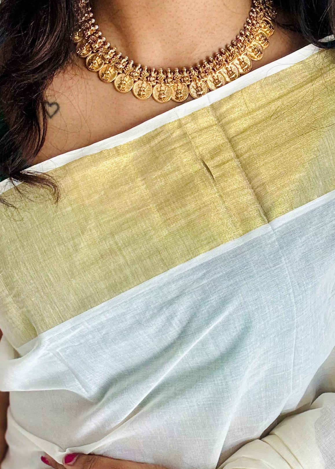 Coin necklace with small pearl and stud earrings - YCAGC130