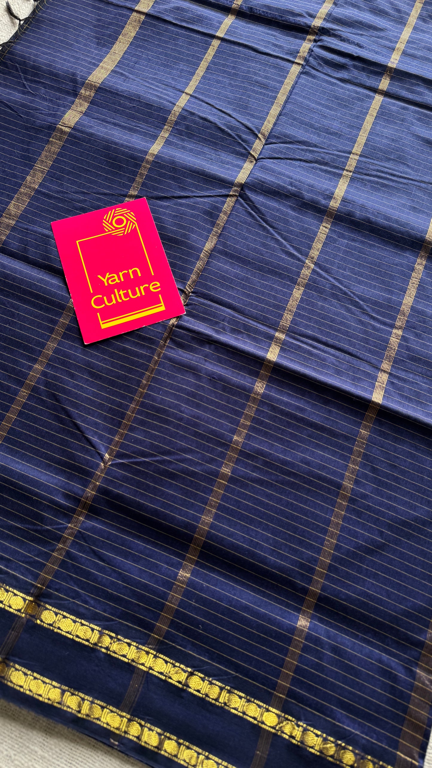 Dark blue, arani checks, cotton silk - YCCOTNJUAR06