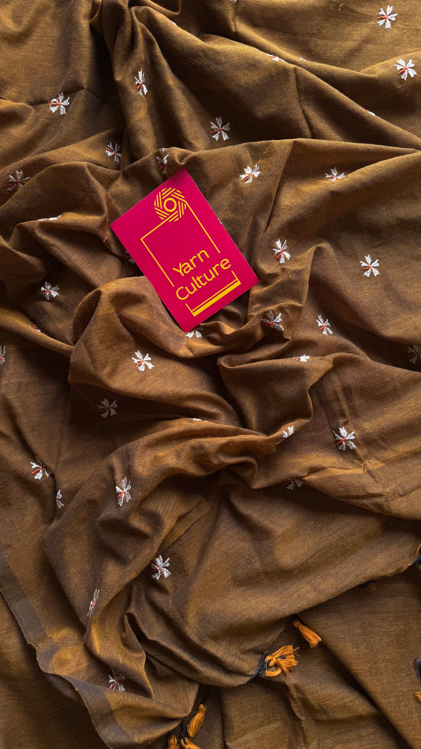 Mustard brown parijat soft cotton saree - YCBCKCAP39