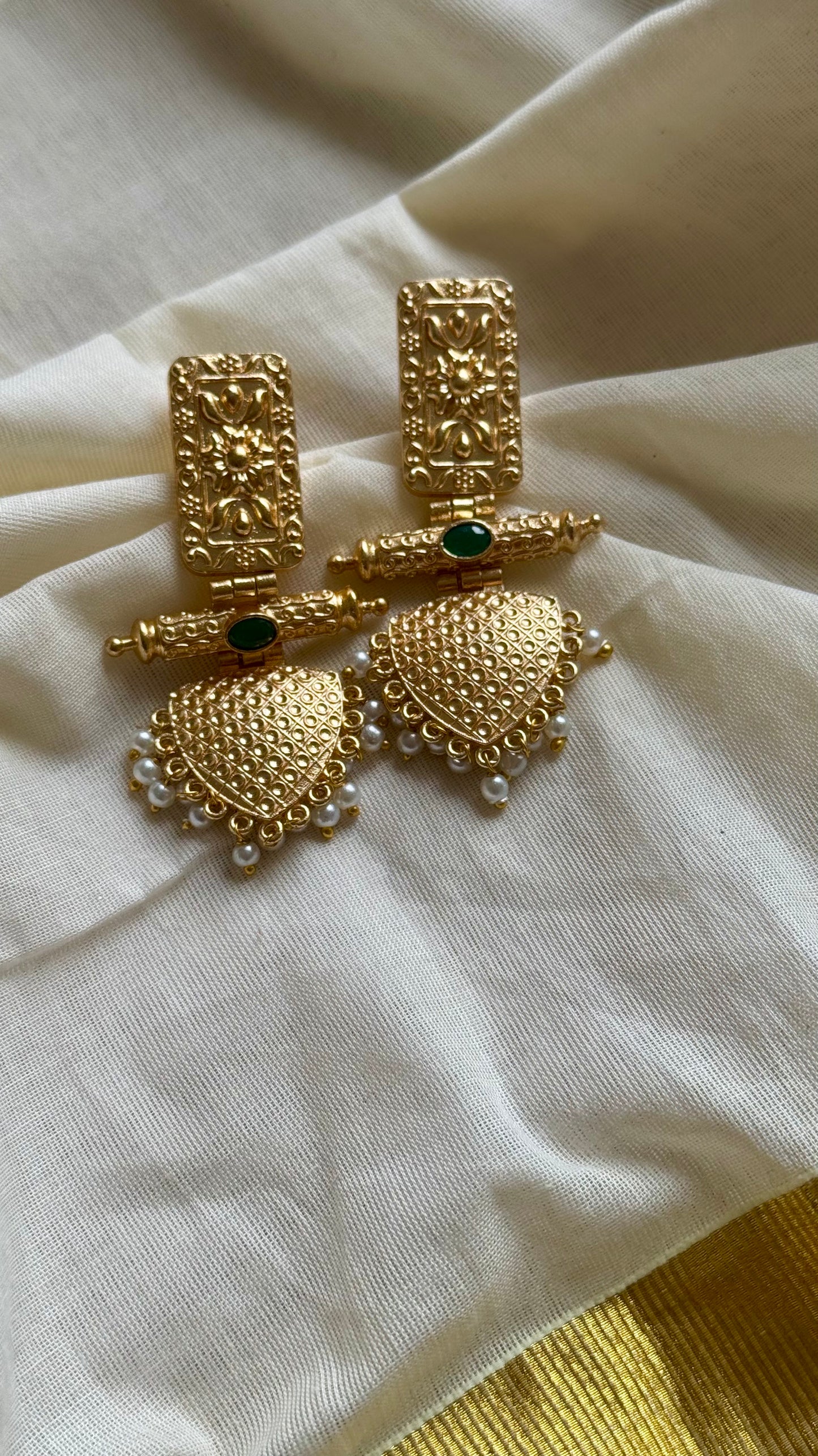Gold plated dangler earrings, multiple colours - YCGPED176