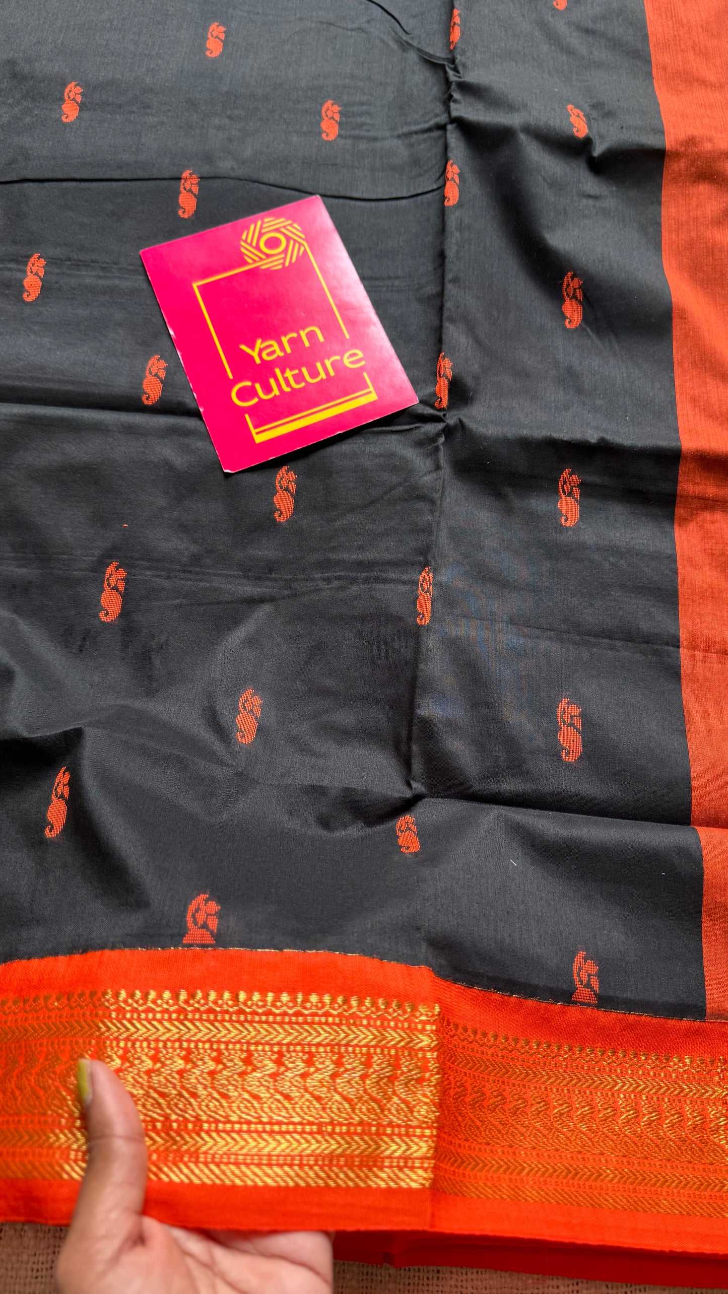 Black with orange - cotton silk - YCCOTNSEKCS07