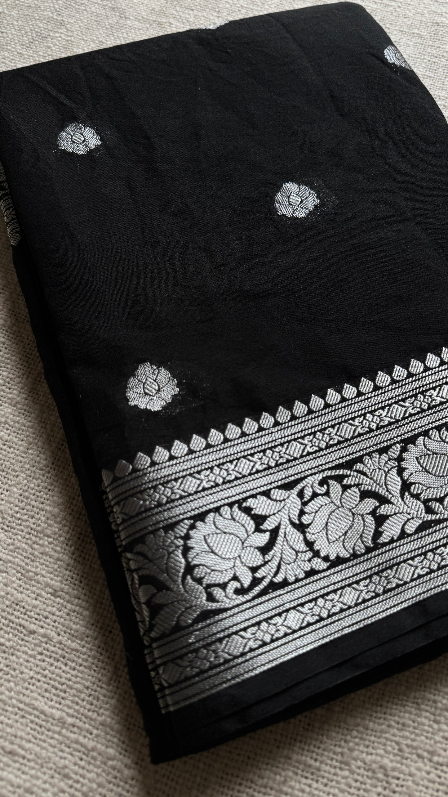 Black silver zari, Banarasi semi chiffon