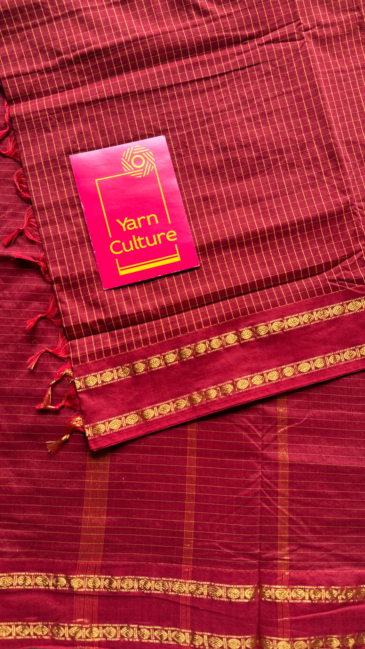 Maroon, arani checks, cotton silk - YCCOTNJUAR04